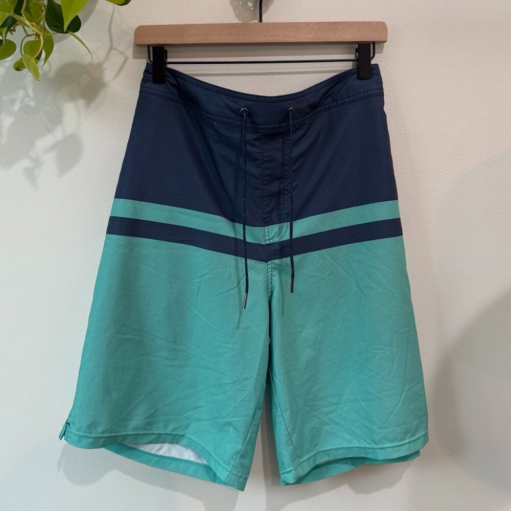 Fair Harbor Board Shorts Mens XXXL Blue Green Lined Swim Trunks Stretch Recycled